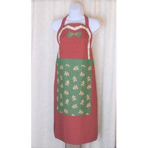 Gingerbread Christmas Audit Apron NEW Red White Polka Dots Sam Hedaya Holiday
